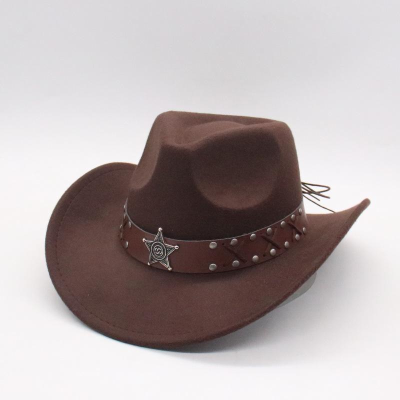 Men'S And Women'S Felt Hats Amazon'S New Warped Woolen Western Cowboy Hats Outdoor Travel Hats Curled Top Hats