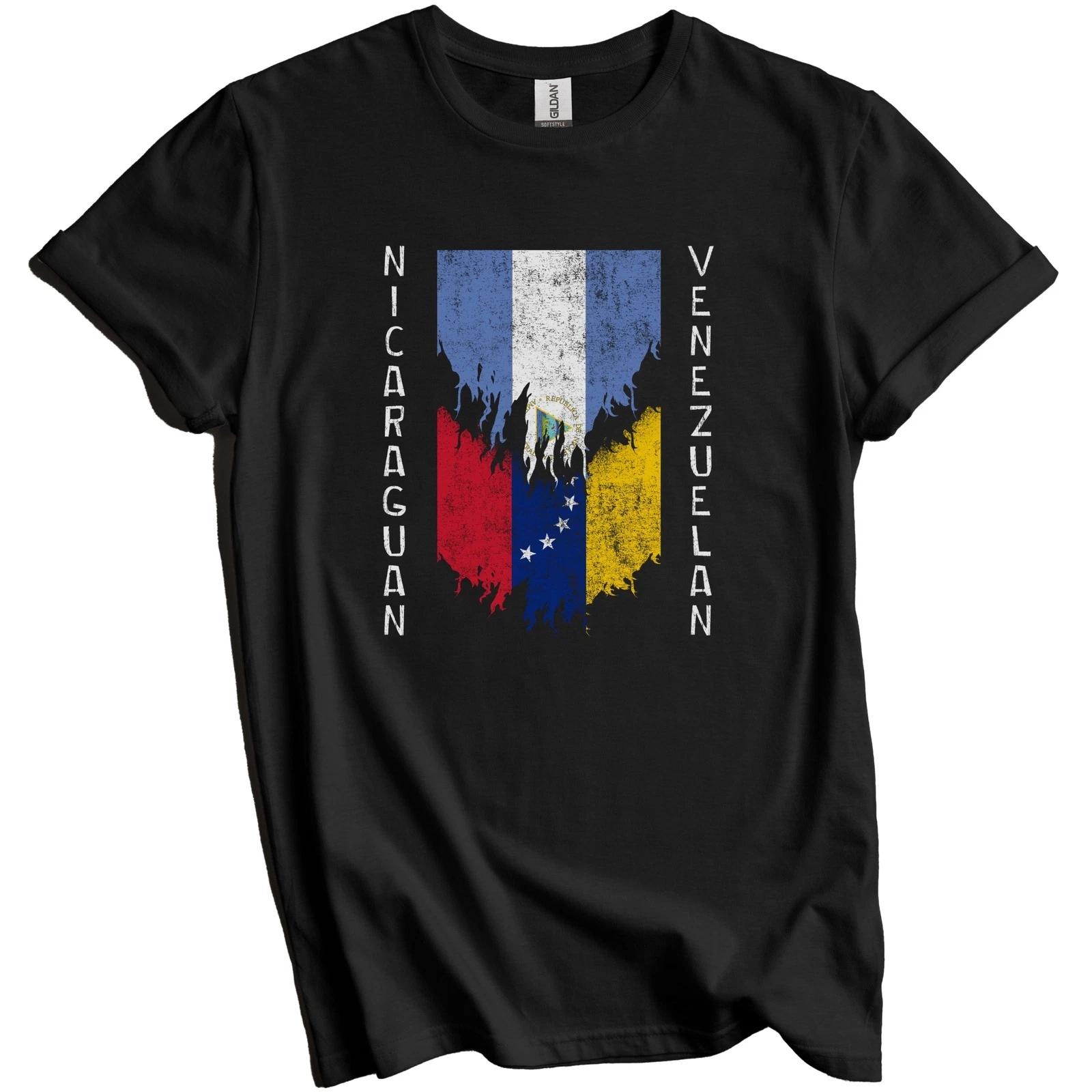 Nicaraguan Venezuelan Flags Ripped Torn Nicaragua Venezuela T-Shirt XL