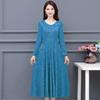 Abito Maxi Lussuoso Jacquard Floreale Girocollo Maniche Lunghe per Madri Elegante Abito da Ballo