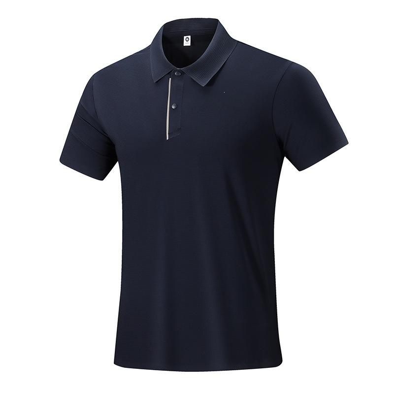 Short-sleeved Sports POLO Shirt Men's Ice Silk Lapel T-shirt Casual Business Zipper Lapel T-shirt