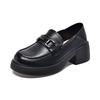 thick-soled women's autumn college style metal buckle muffin and small leather shoes, one pedal single shoes