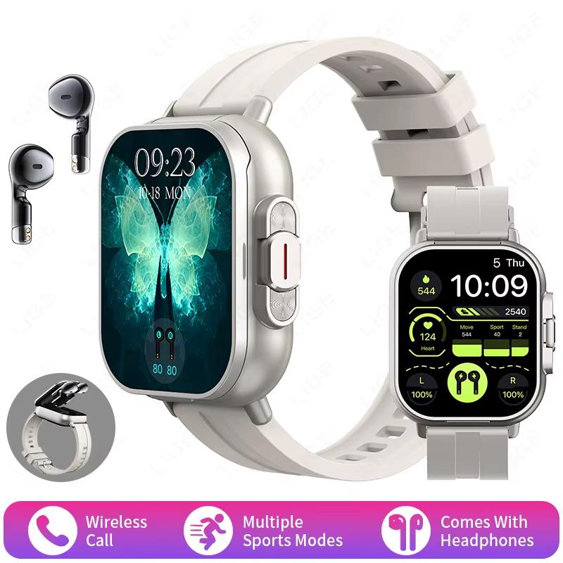 2026 TWS 2in 1 Smart Watch with Headphones Sports Watch Bluetooth Headset Call Watch Men Health Monitor NFC Women Smartwatch Earbuds