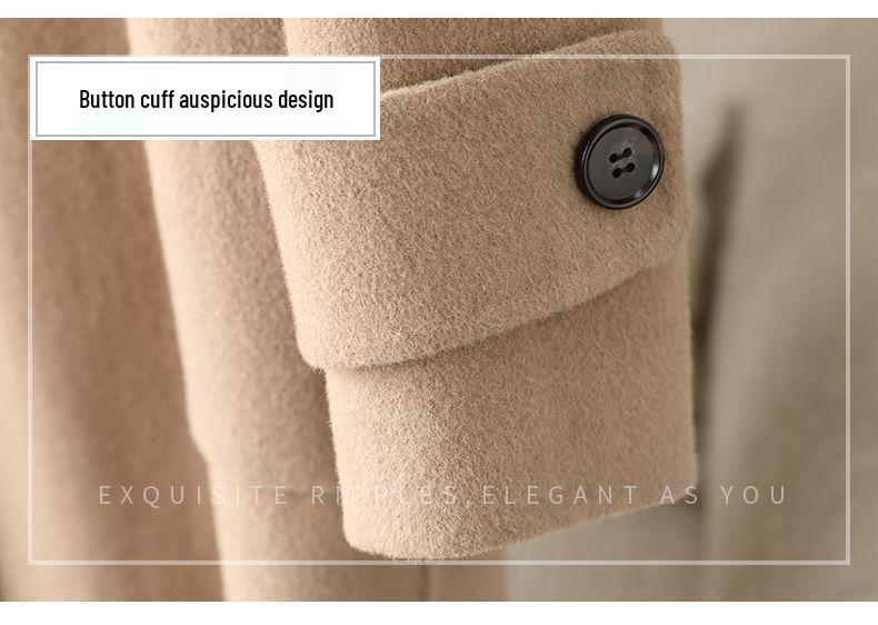 Women's Spring 2026 Hooded Double-Faced Wool Coat with Horn Buttons