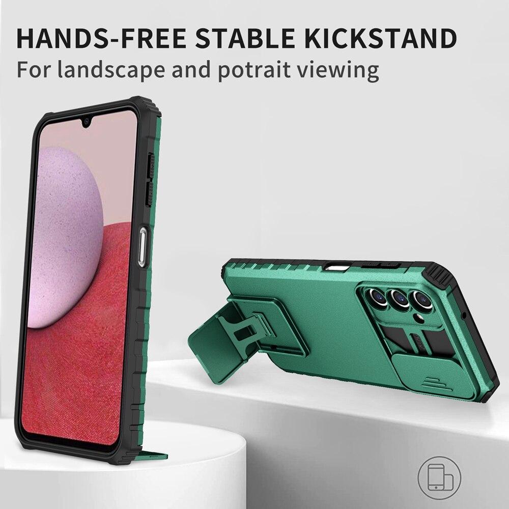 KEYSION Shockproof Case for Samsung A54 A34 A14 5G Slide Camera Lens Protection Live Stand Phone Cover for Galaxy A14 A34 A54 5G