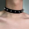 Punk Spike Choker Faux Leather Collar for Women Men Cool Big Rivets Studded Chocker Goth Style Necklace Accessories