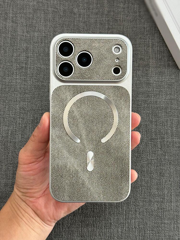

Jeans Fabric Leather Matte For Magsafe Charge Case For iPhone 13 14 15 16 17 Pro Max Shockproof Bumper Magnet Skin Cover iPhone 15