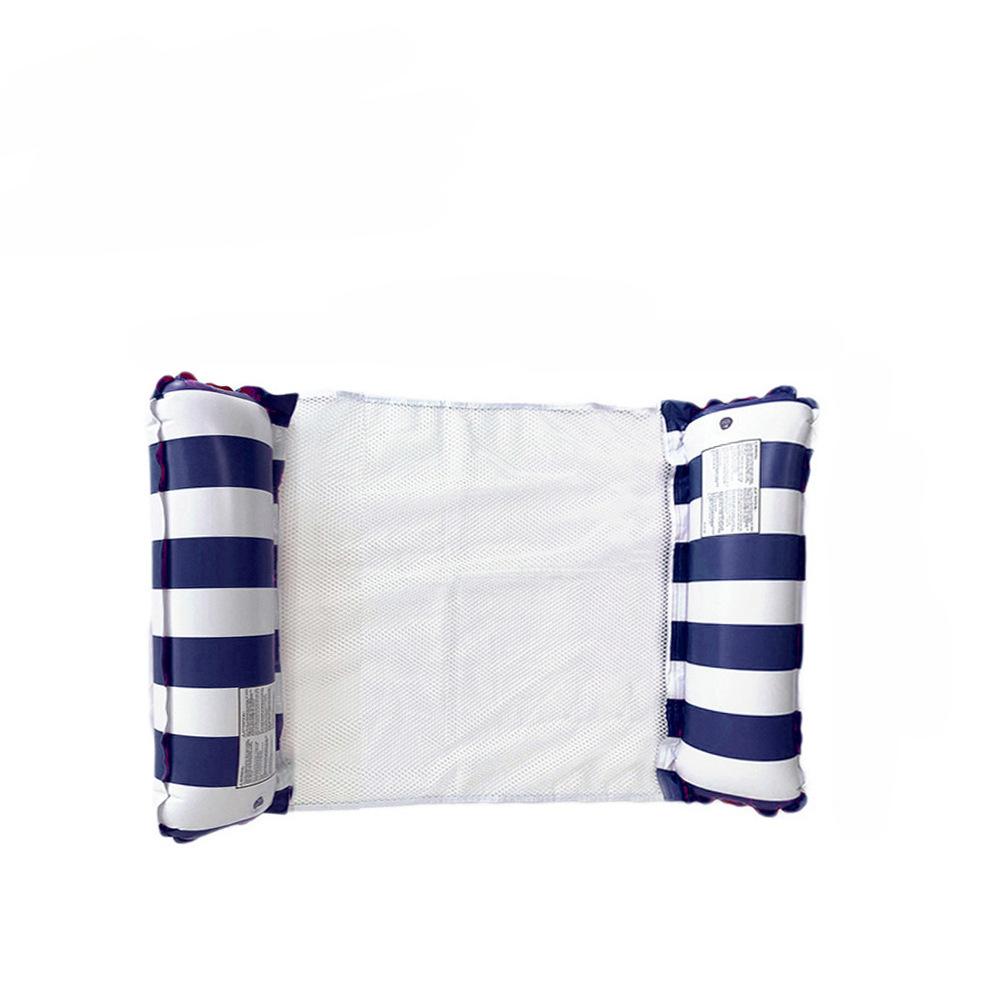 1Pc Inflatable Water Hammock With Mesh, Foldable Striped Pattern Floating Bed, Water Recliner, For Pool Party, Beach Fun