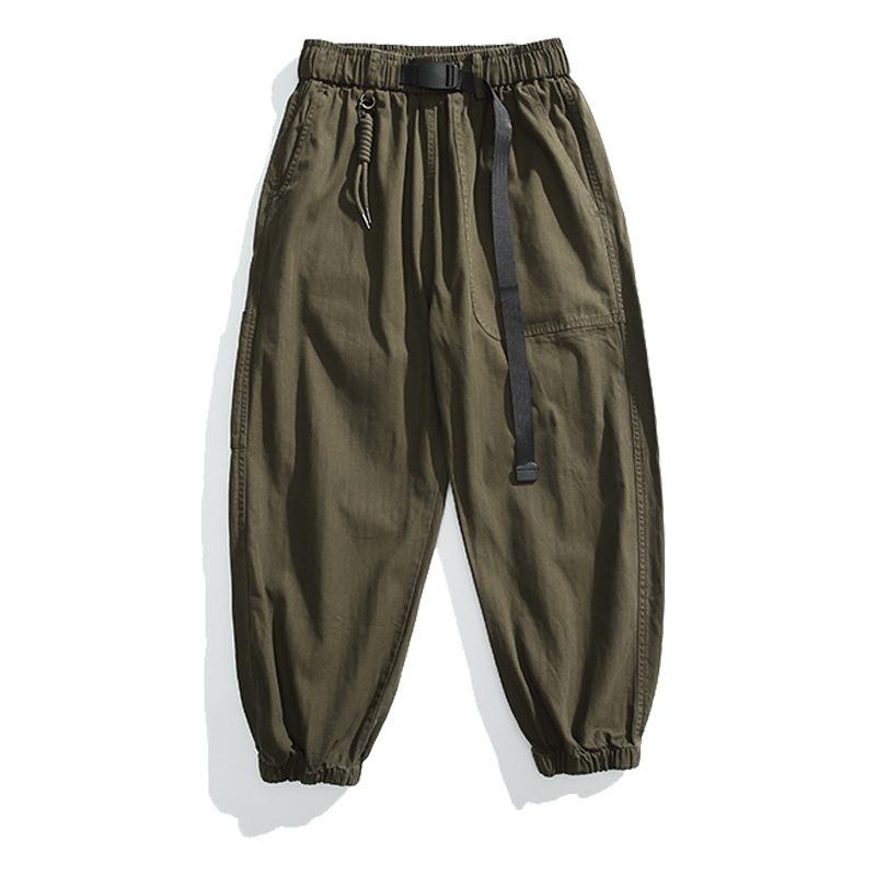 New Men's Bundle Overalls Versatile Retro Loose Three-dimensional Pocket Belt Slim and High Wear-resistant Casual Pants