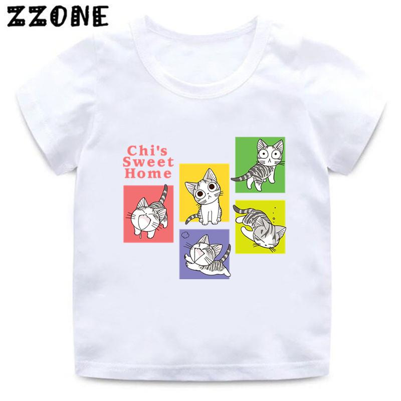 Hot Sale Chis Sweet Home Kawaii Cat Print Cartoon Kids TShirts Girls Clothes Baby Boys T shirt Summer Children Topsooo5833