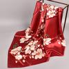 Japanese & Korean Peach Blossoms Silk Print Large Square Scarf