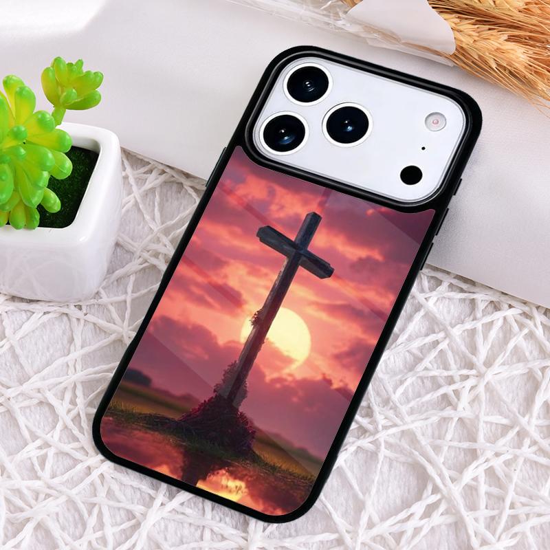 

Pink and Red Cross Pattern Shockproof Phone Case for iPhone 17 Air 16e 15 11 12 14 13 Pro Max Cover Coque iPhone 12