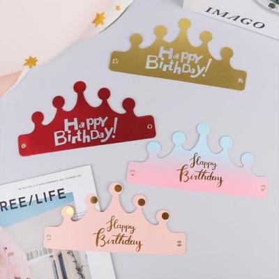 25PCS Creative Happy Birthday Hat Crown Cap DIY Handmade Party Decor Photo Prop For Adult Kids Cake Ornament