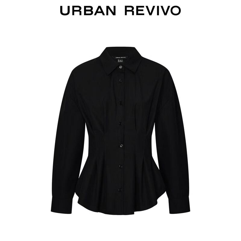 UR Women's Lapel Pleated Open-front Shirt