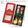 2Pcs Fork Coffee Spoon Dinnerware Set with Gift Box Children Gold Cutlery Set Stainless Steel Flatware Western Kitchen Tableware
