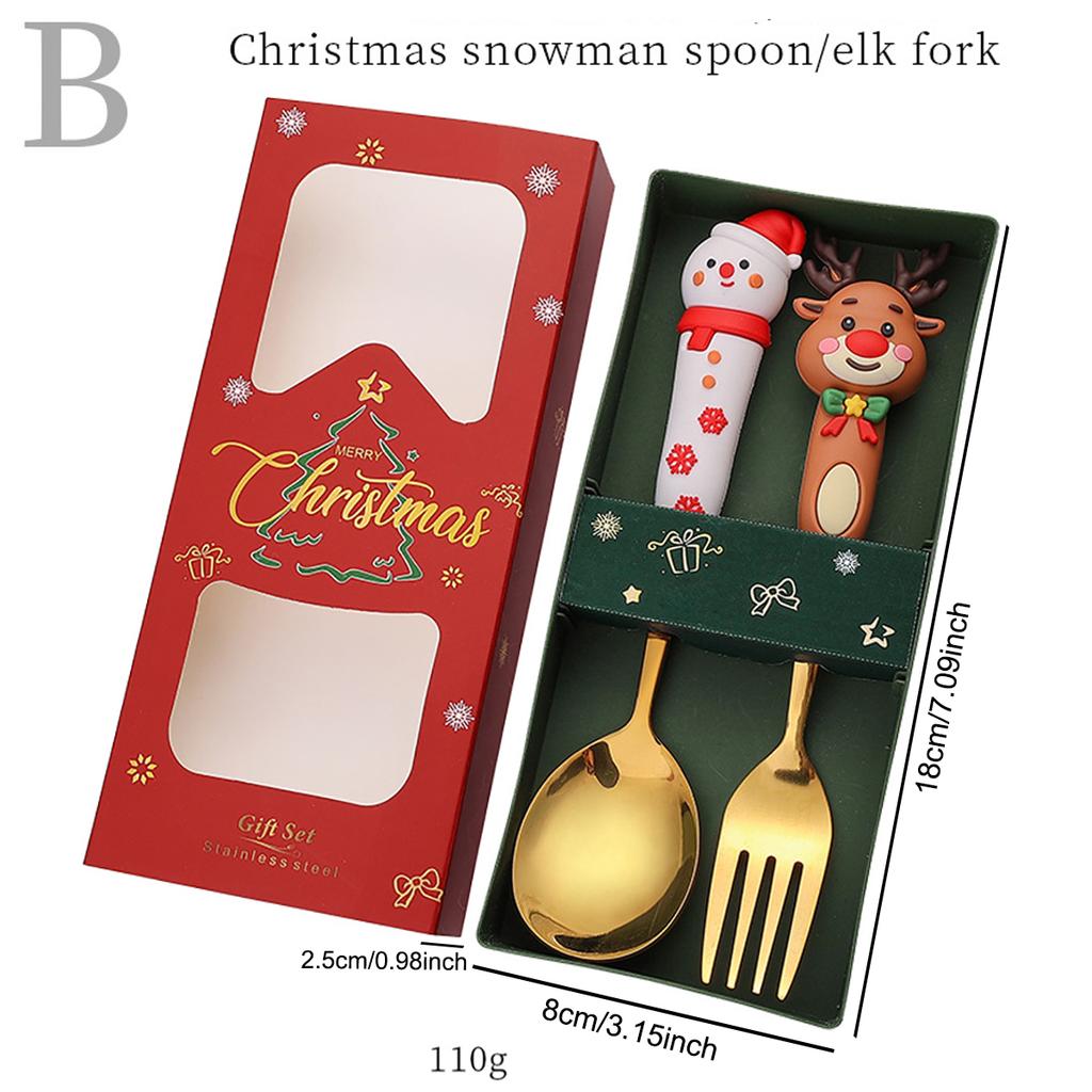 2Pcs Fork Coffee Spoon Dinnerware Set with Gift Box Children Gold Cutlery Set Stainless Steel Flatware Western Kitchen Tableware