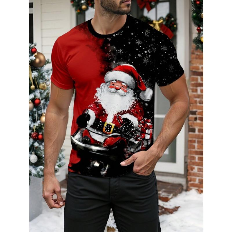 

Мужская футболка с коротким рукавом с цифровой печатью из рождественской серии, персонализированный стиль, свободная и удобная, большого размера L