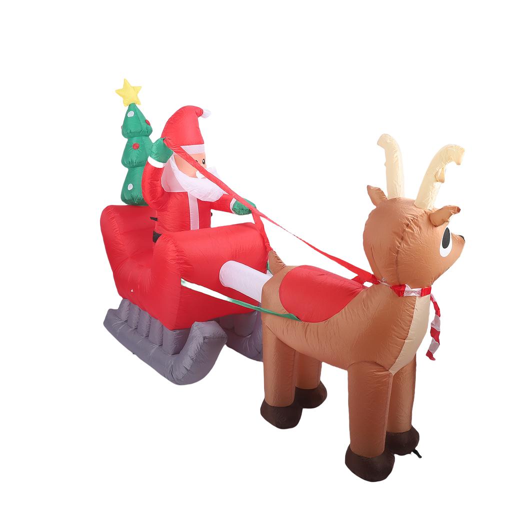 Xmas Inflatables Outdoor Decorations Santa Riding Sleigh with LED Lights Xmas Decorations for Outdoor Yard Lawn Garden