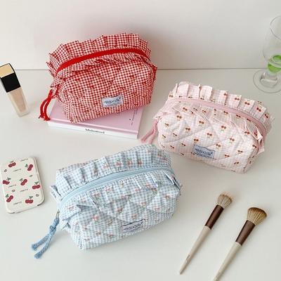 Portable Cherry Makeup Bag Large Capacity Multifunctional Pencil Bag Cosmetic Organizer