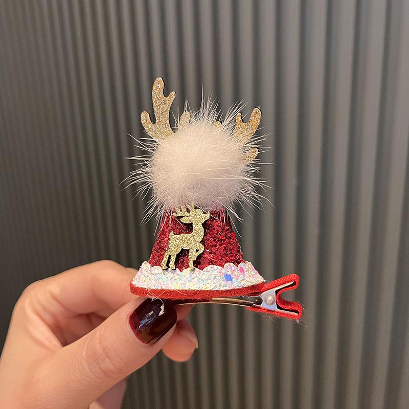 Clipsuri de păr cu pălărie de Crăciun: Accesorii roșii drăguțe pentru fete