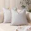 New Polycotton Striped Edge Pillowcase Geometric Striped Pillowcase Without Core Multiple Sizes