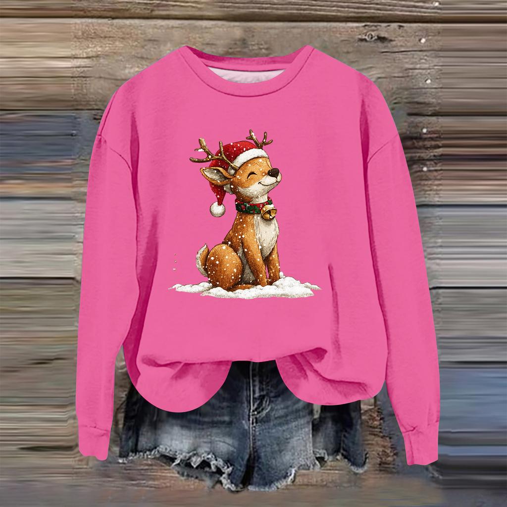 Women's Fashion Casual Long Sleeve Loose Christmas Printed Sweatshirt