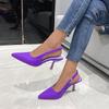 Sandalias de tacón medio de punta abierta sin espalda color verde primavera talla grande para mujer