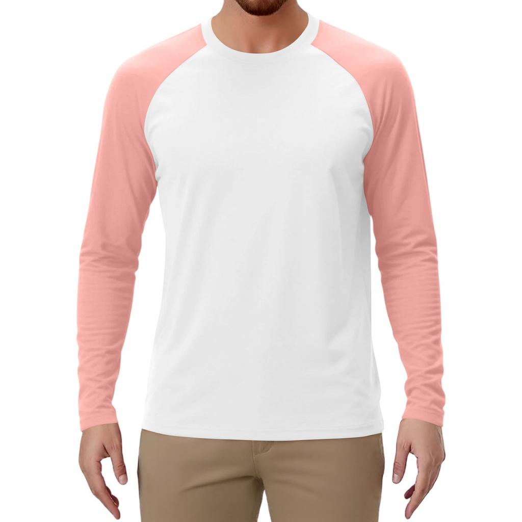 Men's Contrast Color Raglan Long Sleeve Sports Top