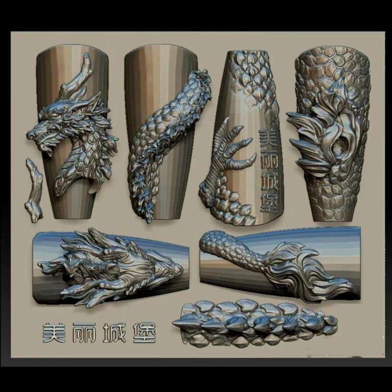 Nail Art Silicone Mold Beautiful 3D Nails Molds Dragon Year Nail Stencils Sculpture Mould Decorations for Manicurists