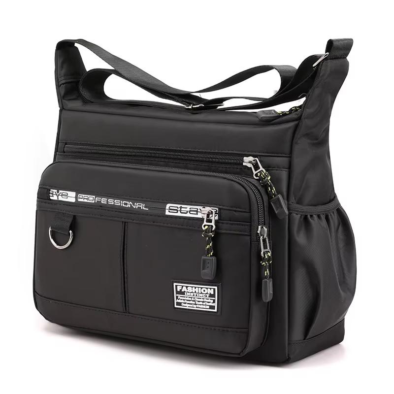 Men s Large Capacity Oxford Shoulder Bag Casual Multi-layer Pocket Fashi Crossbody Luxury Messenger Bag чёрный
