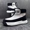 Spring Autumn New Men's Shoes High Cut Thick Soled Snow Boots Anti Slip Waterproof Cowhide British Style Versatile Casual Boots