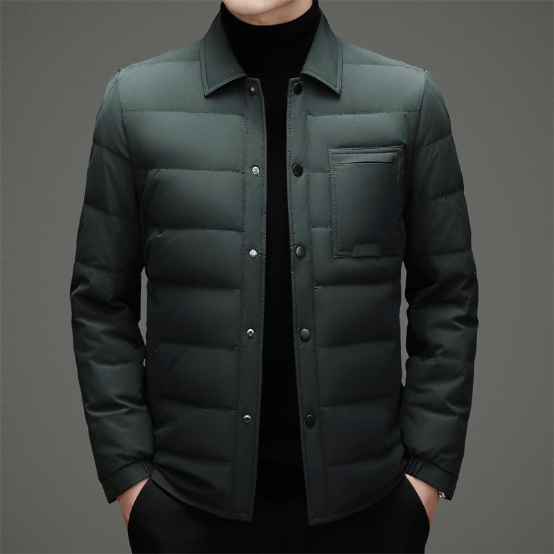 Men's Premium Lightweight Goose Down Jacket: Winter Casual Lapel Style, Middle-Aged Dad, 90% Down Warmth.
