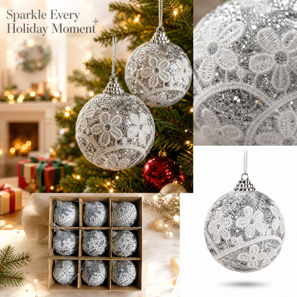Boxed Set of Hanging Colored Christmas Tree Ornament Balls for Holiday Decorations