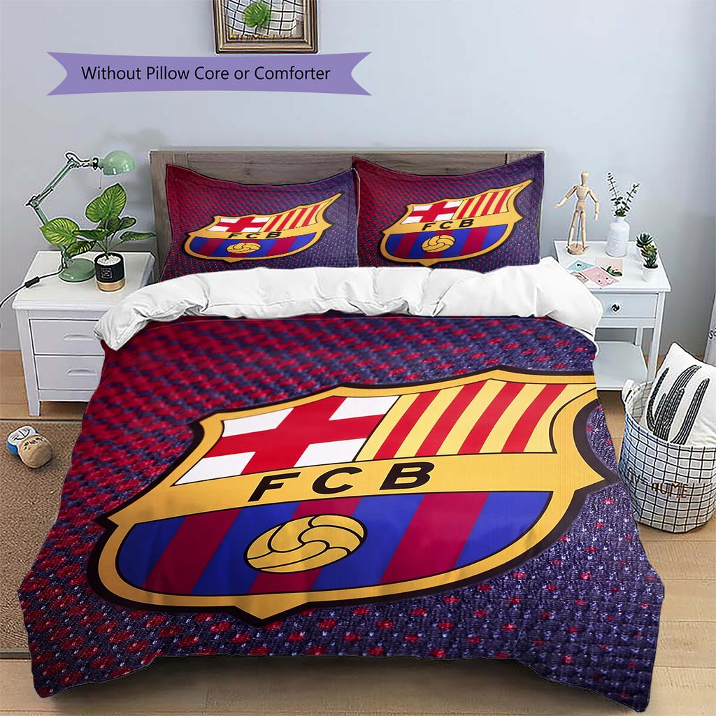 Logo Squadra Barcellona Fantasia Biancheria da Letto Decorazione Casa Regalo di Compleanno (1 * copripiumino + 2 * federa, senza nucleo)