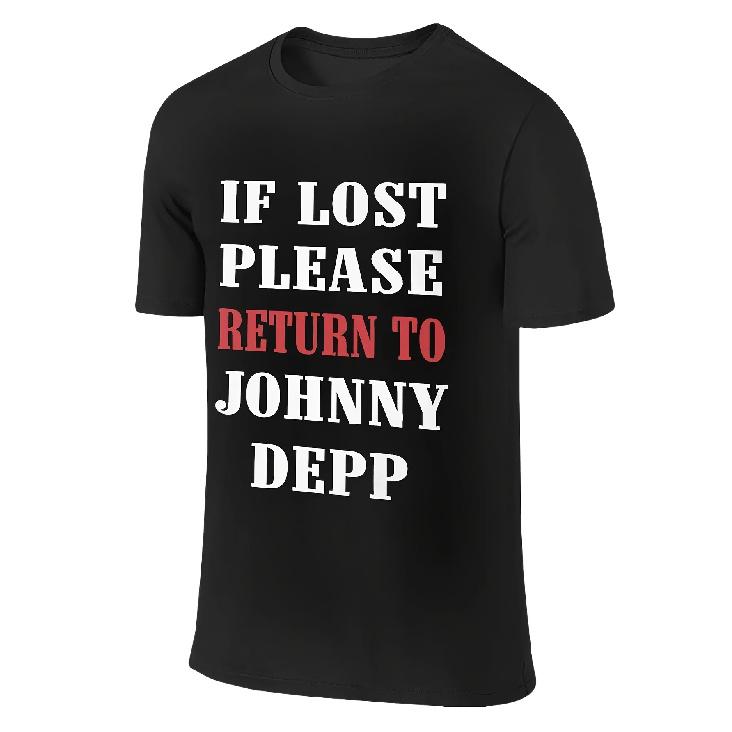 Men S Johnny Depp Movie Fan T-Shirt | Bold If Lost, Return to Johnny Depp Graphic, Lightweight, Breathable, Casual, Regular Fit, Crew Neck S чёрный