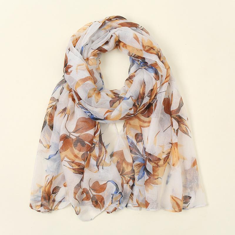 Winter Breathable Retro Floral Cotton Viscose Shawls Scarf Lady High Quality Wrap Pashmina Stole Bufandas Muslim Hijab 180*85Cm