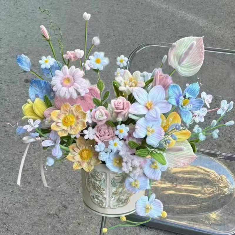 Creative DIY Pipe Cleaner Flower Bouquet Kit - Handmade Artificial Flowers for Girlfriend