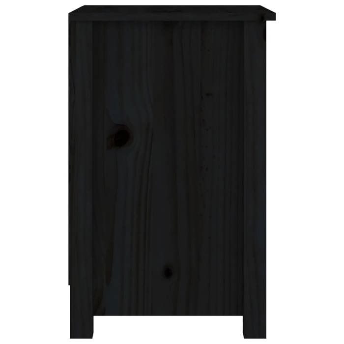 Table de chevet - Maison Exclusive - Noir - Bois de pin massif - 2 compartiments