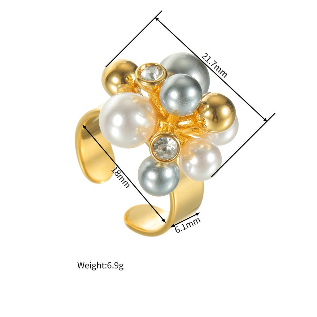 Edelstahl Vintage Zirkon Ringe für Frauen Verstellbar Retro Glänzender Stein Offener Ring Wasserdicht Weihnachts Schmuck Geschenk