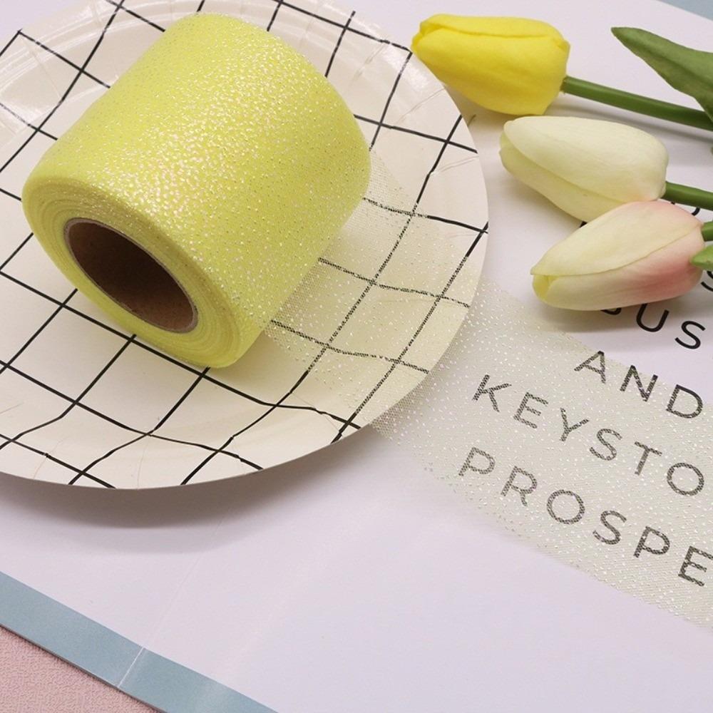 6CM 25Yards Glitter Dot Tulle Roll DIY Craft Gifts Packaging Material New Crystal Sequin Ribbons