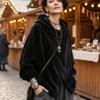 Women's Hooded Cape- Casual Jacket with Asymmetric Cross Hem for Everyday Wear