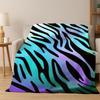 Black White Zebra Stripe Flannel Blanket Soft Warm Blanket Throw Blanket for Bedroom Living Room Bed Travel Camping Picnic Gift