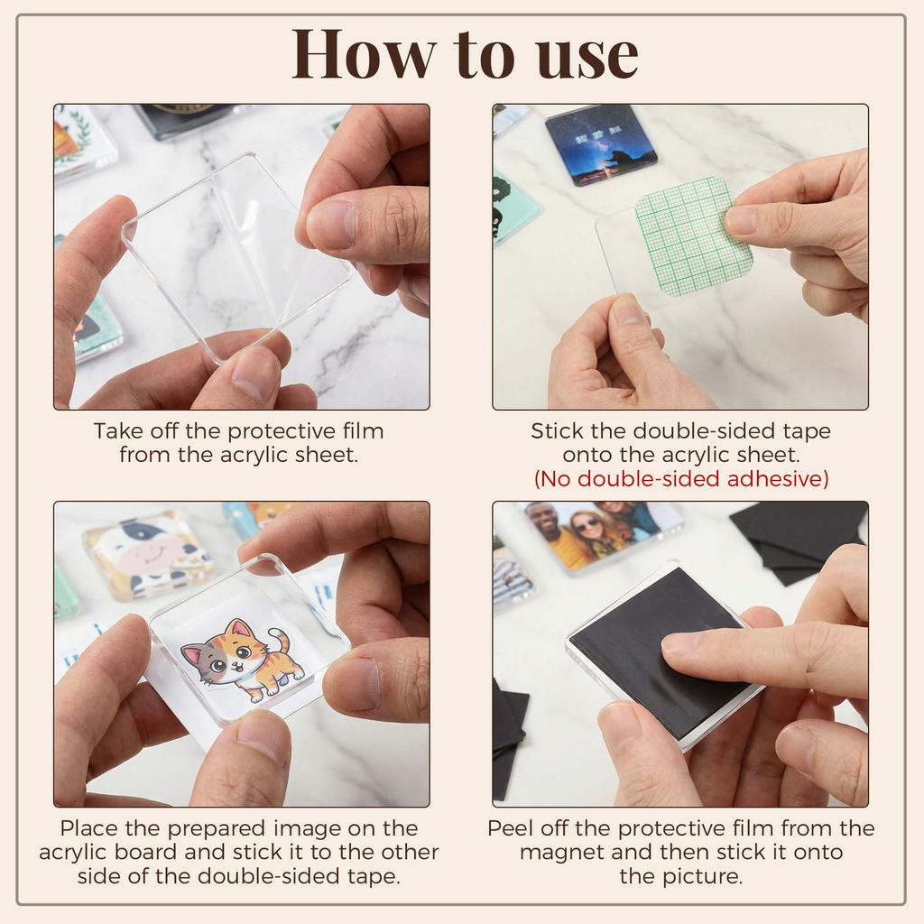18Pcs Clear Fridge Magnet Hand DIY Fridge Magnets Square Magnetic Photo Frame for Kitchen Fridge Office Party Whiteboard Decor