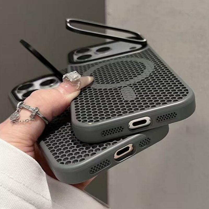 Heat Dissipation Mesh Cooling For Magsafe Magnetic Case For iPhone 17 Pro Max Air 16 15 14 13 12 Pro Max Plus Alloy Lens Bracket