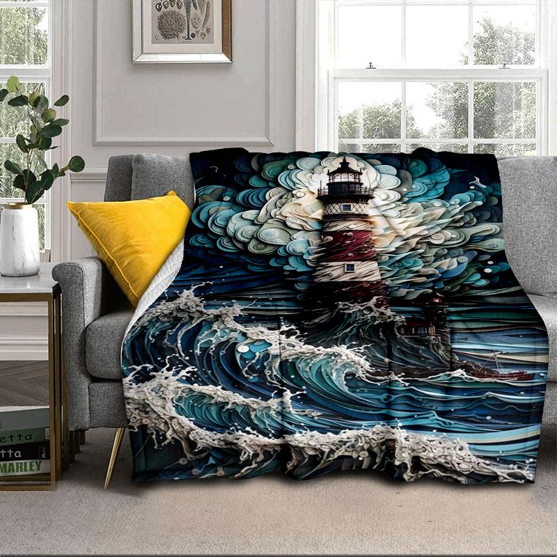 Lighthouse In Stormy Sea Blanket Flannel Blanket Throw Blanket Sofa Cover Blanket Soft Premium Blanket Picnic Blanket Tv Blanket Gifts