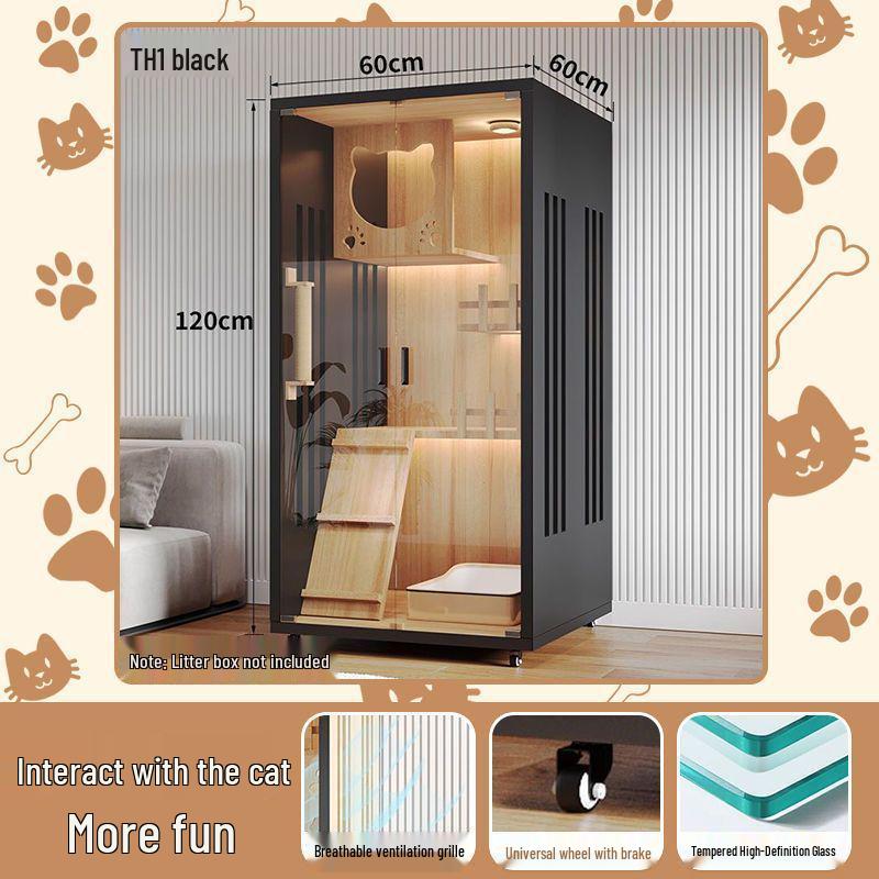 Wooden Indoor Cat Villa: Multi-Functional Pet Cabinet Shelter and Bed