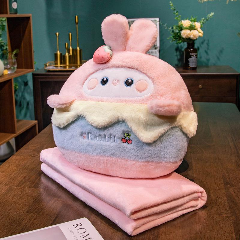 

Cartoon Cake 2-in-1 Cushion & Blanket: Office Pillow, Foldable Nap Blanket, Car Lumbar Support Cushion Blanket