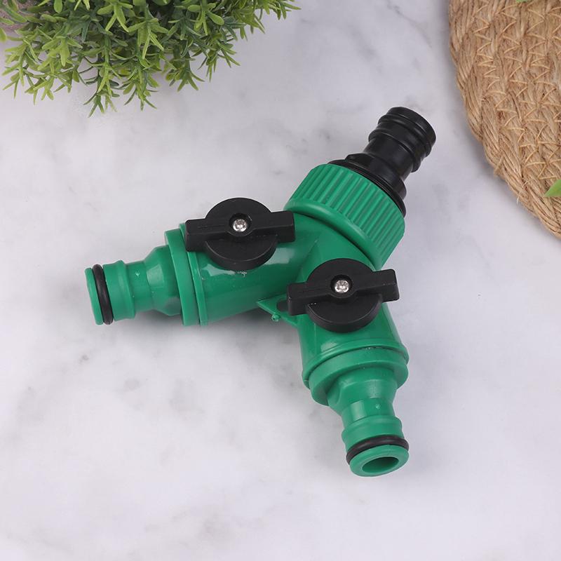 2 Way Garden Water Pipe Connectors Pipe Adapter Y Shape Hose Splitter Valve Three Way Plastic Valve With Switch