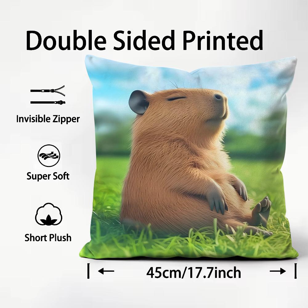 Capybara Fashion Cushion Cover Plush Fabric Soft DoubleSided Printed Sofa Warm Winter Home Child Gift Pillow Case