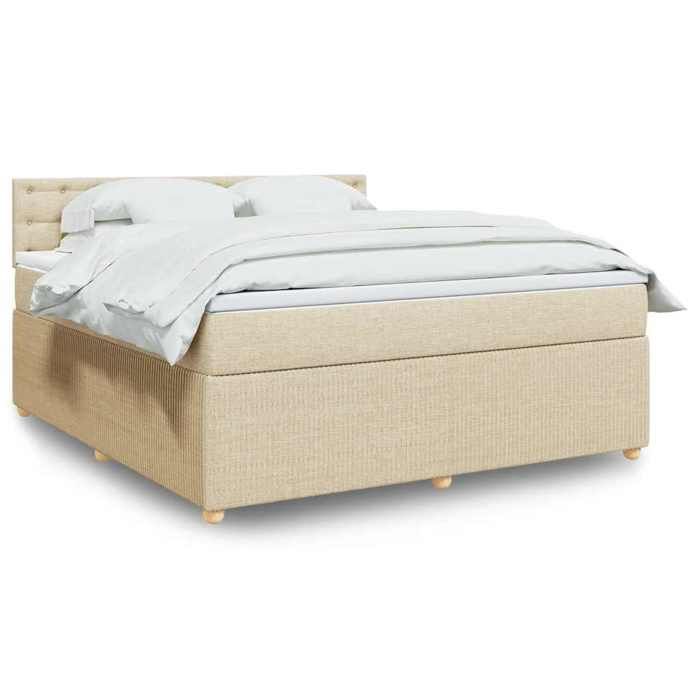 Maison Exclusive - Slatted Bed Base with Cream Mattress 180x200 Cm Fabric