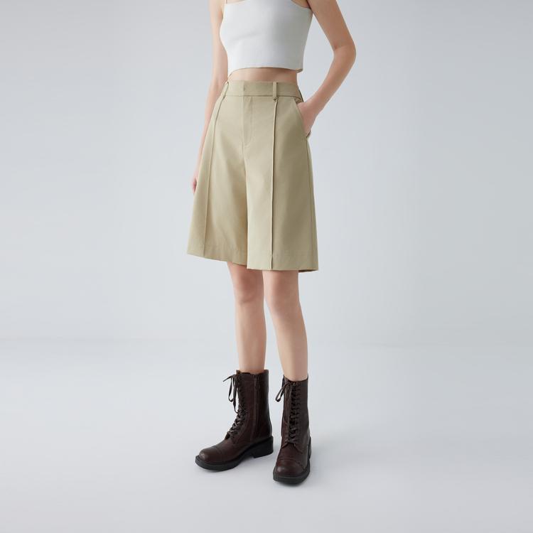 ELLE French Design Casual Minimalist Fashionable Loose Solid Color Straight Leg Five-Point Shorts Women shorts EK51899